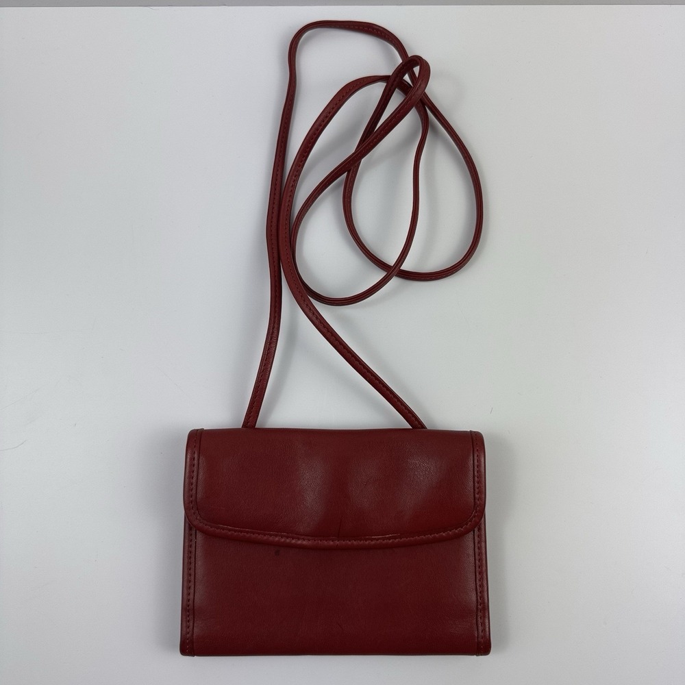 Vintage Coach Red Leather Crossbody Bag Wallet Clutch‎ Envelope Swing 4873
